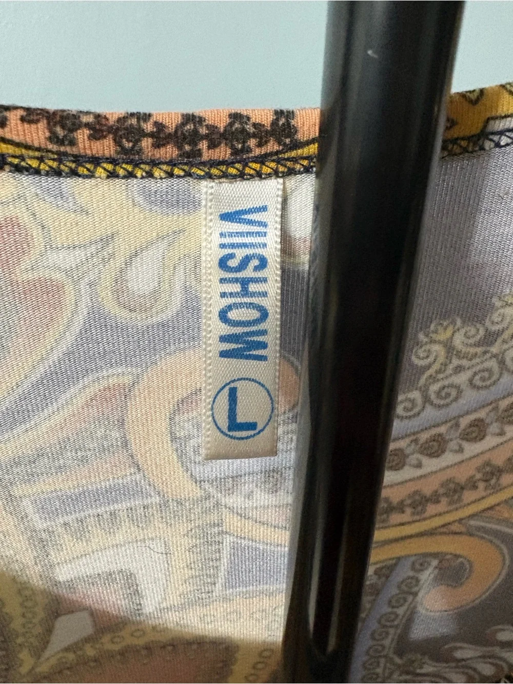 Navy Paisley Midi Dress with Yellow & Orange Accents by Viishow - Picture 2 of 5